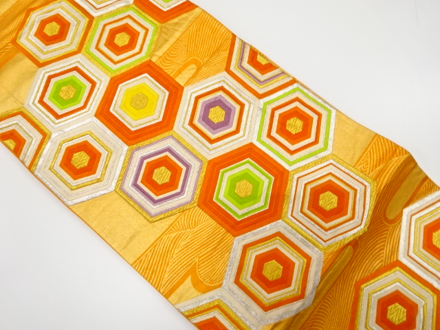JAPANESE KIMONO / ANTIQUE FUKURO OBI / SILK / WOVEN KIKKO & STREAM